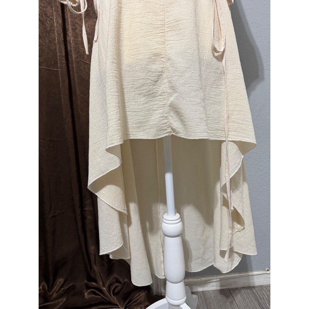 Cottagecore Cream 100% Cotton Dress Size M Gauze High-Low Peasant Renaissan - Picture 11 of 15
